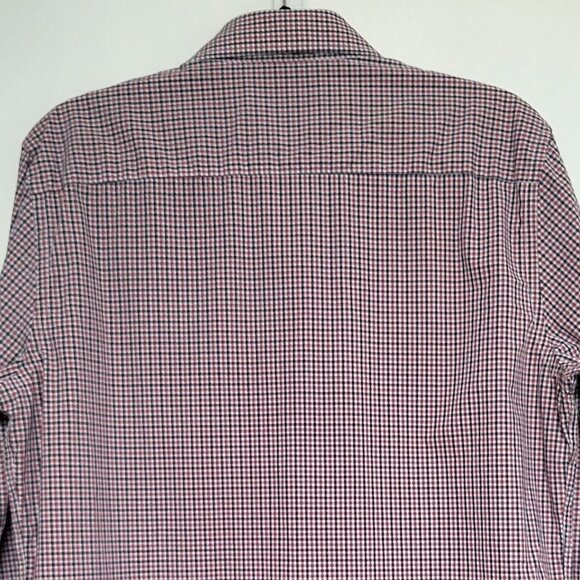 Savile Row Slim Fit Dress Shirt Red/Blue Gingham Check Size 16 34/35 - Picture 7 of 12